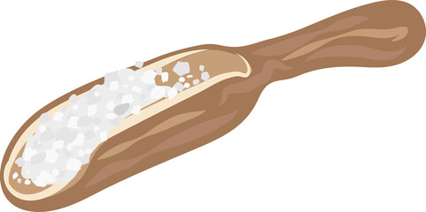 Wooden Scoop with Salt Illustration