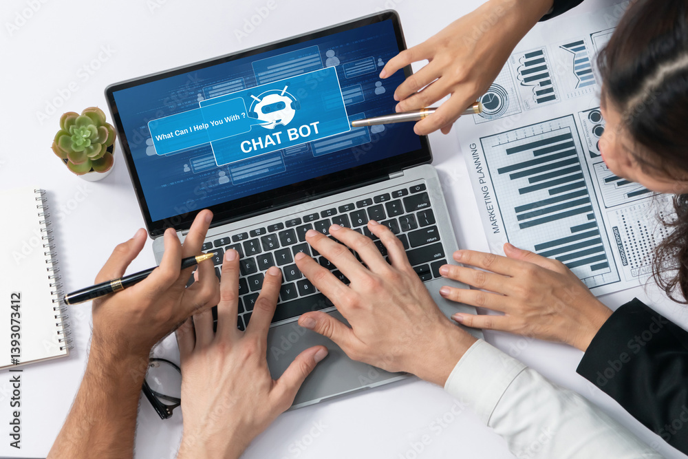 Leinwandbilder Chatbot software application for brisk online business that automatically reply to customer questions