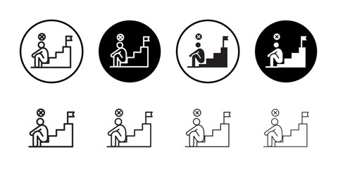 Fail or failure icon outline collection or set in black and white