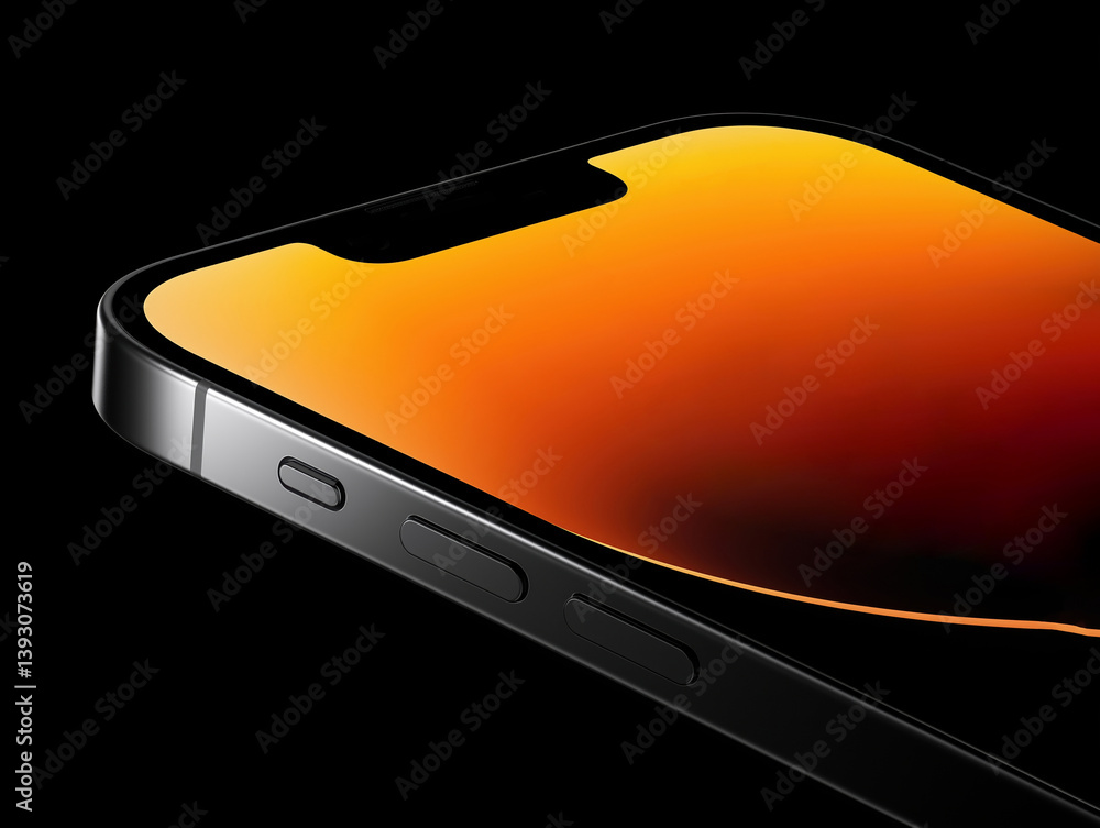 Aufkleber close-up view of a smartphone showcasing vibrant screen color and sleek design features