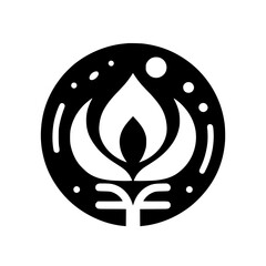 Abstract Lotus Logo in a Circle - Minimalist Design
