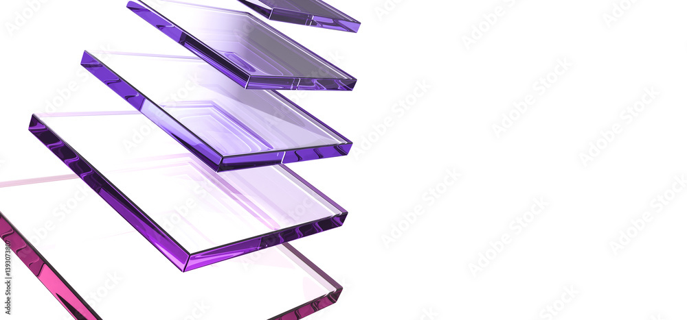 Aufkleber abstract 3d black background wallpaper with glass square layer effect and holographic gradient rende