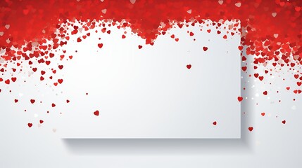 White rectangle card with scattered red hearts forming a border, perfect for romantic messages or valentines