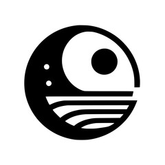 Geometric Minimalist Sunset Logo with Yin Yang Composition