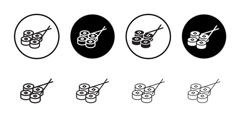 Maki sushi roll icon outline collection or set in black and white © Krupal