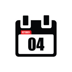 calender icon, 04 october icon with white background