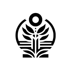 Minimalist Black & White Plant Logo: Symbol of Growth and Nature