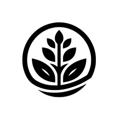 Minimalist Organic Leaf Logo Icon: Black & White Nature Symbol