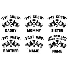 Pit Crew Family Shirt, Mom, Dad, Family Matching Birthday Shirt, Fast One, Fast Two Png, Race Car Birthday Silhouette Sublimation Monogram Logo Sign Icon Template Wall Art Home Decor Print