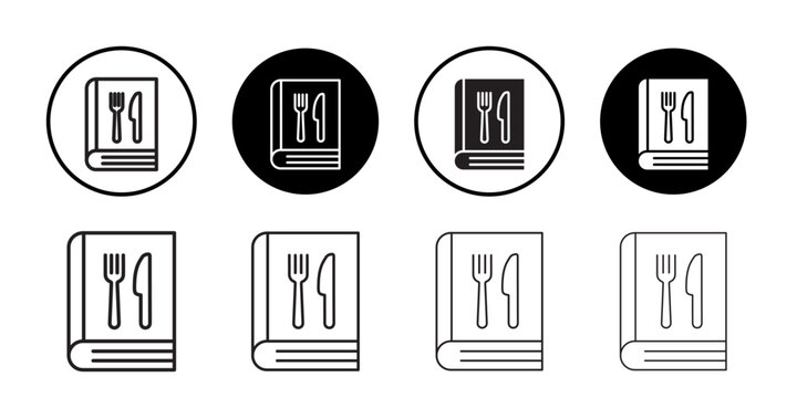 recipe book icon outline collection or set in black and white