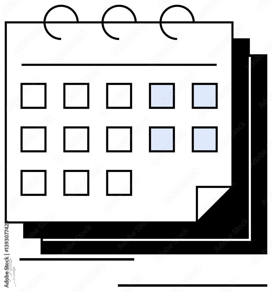 Poster calendar with spiral binding, grid layout, and select dates highlighted. ideal for organization, pla