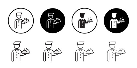 restaurant Waiter icon outline collection or set in black and white