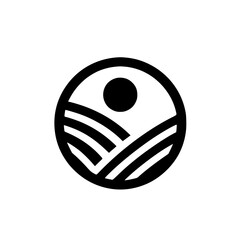 Fototapeta premium Abstract Circular Farm Logo: Black & White Modern Design