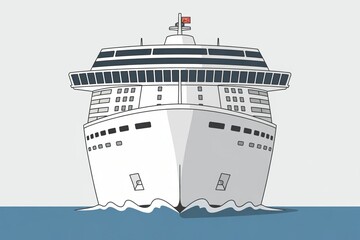 Cruise Ship Bow Vector Illustration On The Open Ocean Travel Concept
