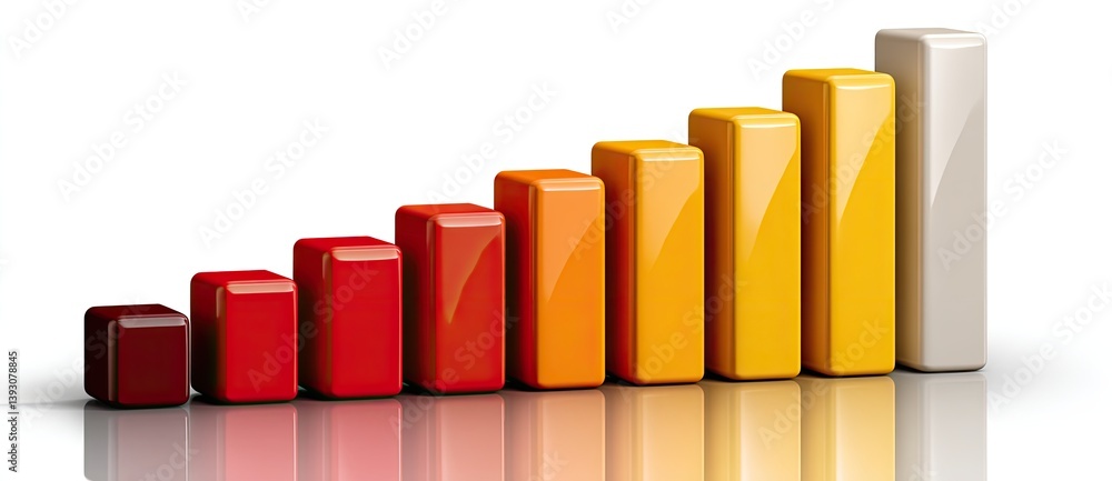 Poster a vibrant bar graph illustrating growth, with each bar increasing in height and transitioning from r