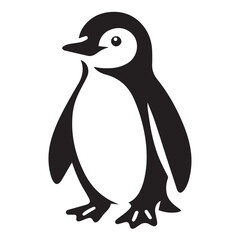 Obraz premium Penguin silhouette black and white vector icon