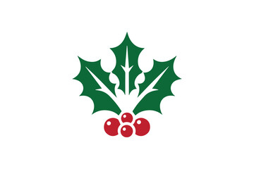 simple christmas holly silhouette icon vector isolated in white background