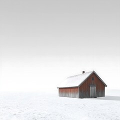 Tranquil snowy forest surrounding orange hut high resolution picture