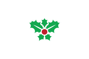 simple christmas holly silhouette icon vector isolated in white background