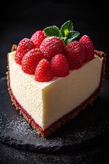 cheesecake with strawberry sauce. Homemade fruit pie. bokeh.