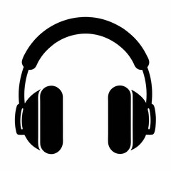 Headphones Silhouette Icon – Black Audio Headset Symbol for Music and Sound

