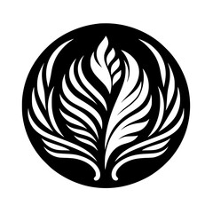 Elegant Feather Design in Circle, Monochrome, for Logos