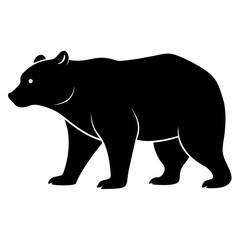 Bear Silhouette Icon – Black Wild Animal Outline Walking Side View