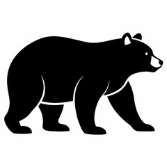 Bear Silhouette Icon – Black Wild Animal Outline Walking Side View