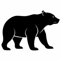 Bear Silhouette Icon – Black Wild Animal Outline Walking Side View