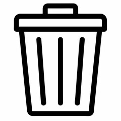 Trash Can Icon Outline – Minimalist Black Line Garbage Bin Symbol

