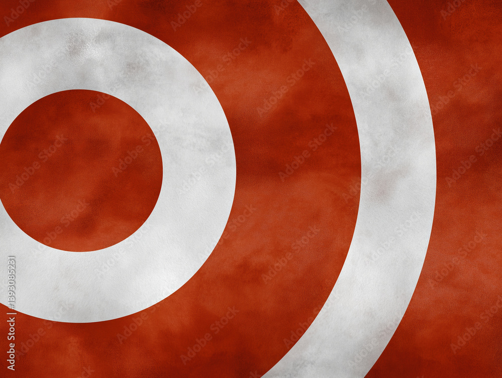 Poster red and white circular pattern with textured background in abstract design