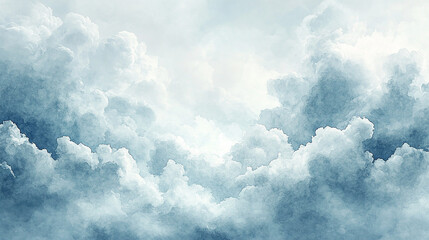 Fototapeta premium Dreamy blue watercolor illustration of a mountain range and its reflection.