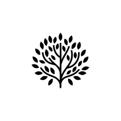 Minimalist Tree Logo, Black & White, Modern Nature Symbol