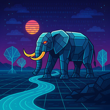 Vector imge of an elephant in the night
