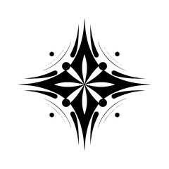 Geometric Abstract Starburst Design, Black and White, Vector Illustration