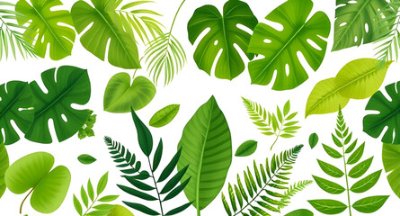 seamless pattern with green leaves