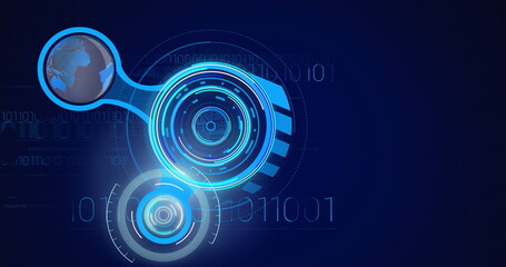 Image of scopes scanning and binary coding data processing over digital screen