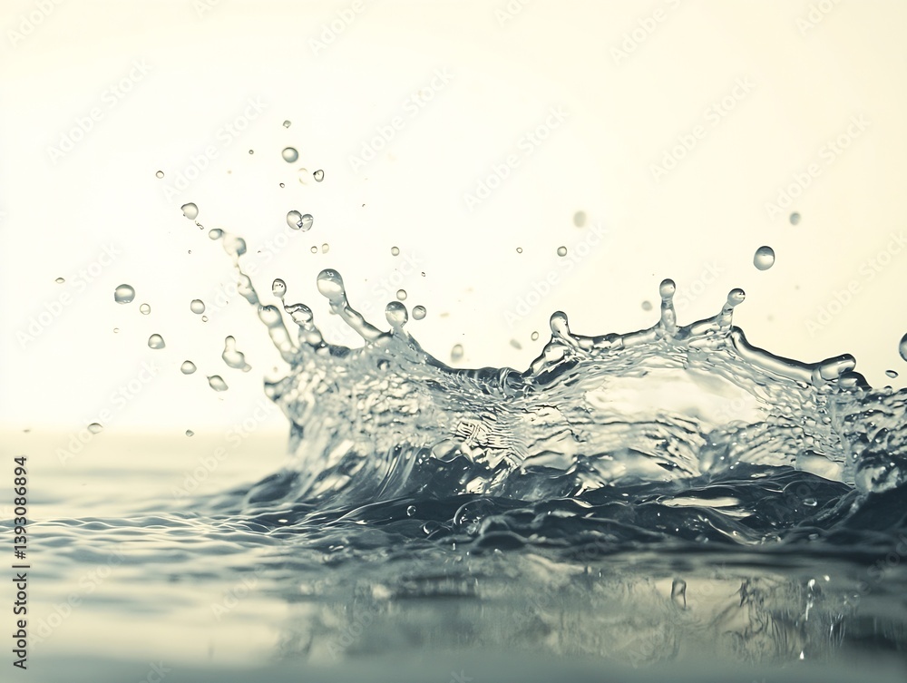 Aufkleber Dramatic Water Splash Macro Shot Fresh Clean Water Action Freeze Frame for Background or Element : Generative AI