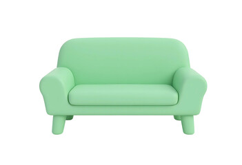 Soft Green Couch Design Isolated on Transparent Background