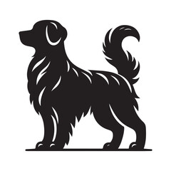 Vector silhouette of a dog, Dog illustration, Dog art, Dog drawing, Pet Animal Silhouette.