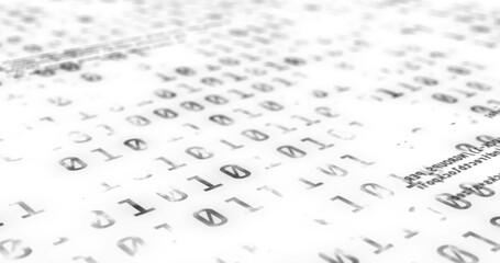 Image of numbers and data processing on white background