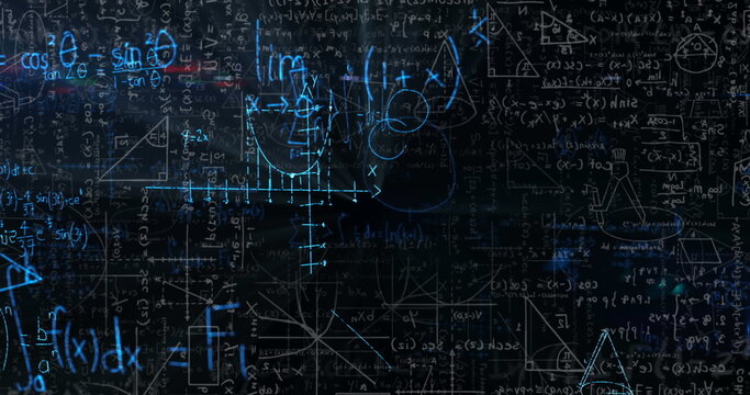 Image of mathematical equations on black background