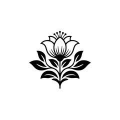 Elegant Black Floral Logo - Botanical Design, Decorative, Minimalist Style