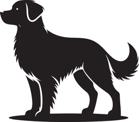 Vector silhouette of a dog, Dog illustration, Dog art, Dog drawing, Pet Animal Silhouette.