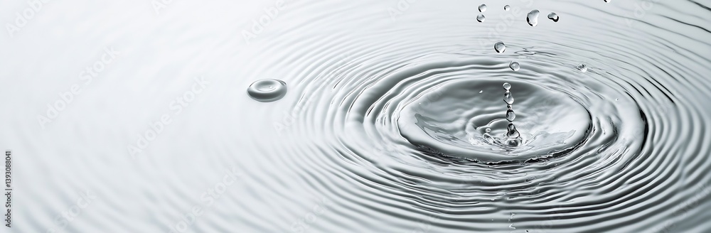 Poster water droplet creating ripples on a smooth water surface minimalistic clear water photography backgr