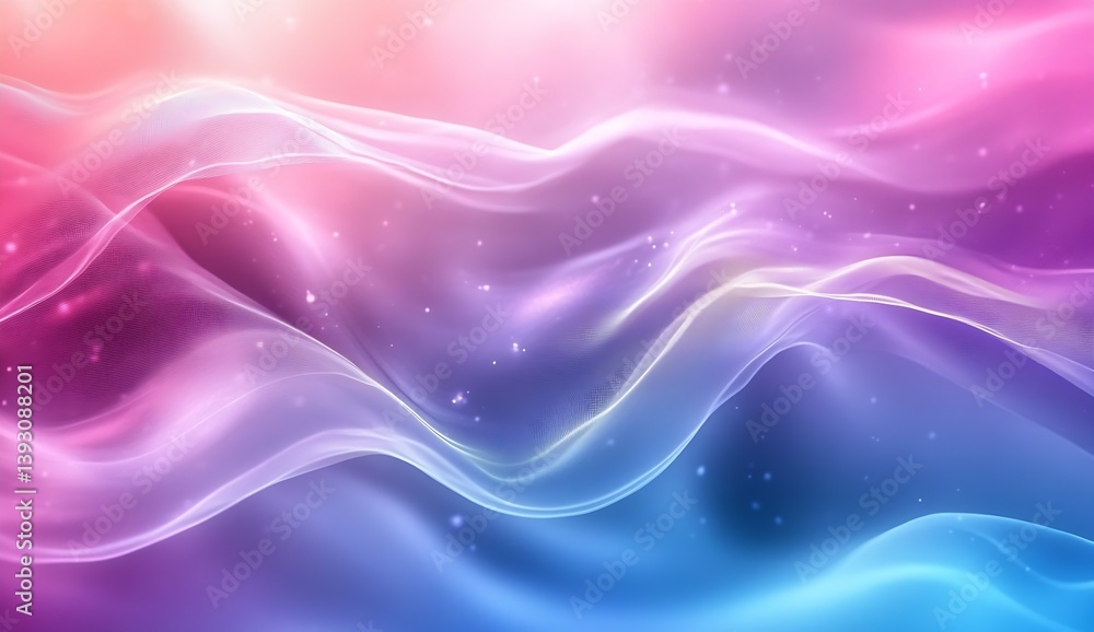 Poster Dreamy pastel wave patterns in pink and blue creating a calming and enchanting atmosphere : Generative AI