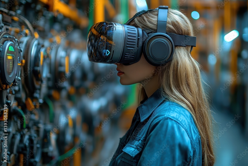 Poster exploring augmented reality technology in an industrial setting during the evening