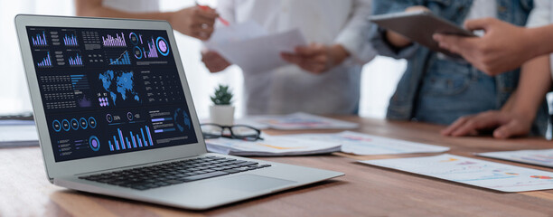 Business data dashboard provide business intelligence analytic for marketing strategy planning...