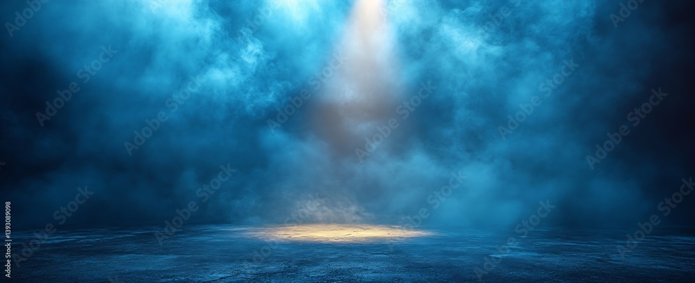 Aufkleber mystical blue fog background with spotlight moody and dramatic scene abstract backdrop with dark ton
