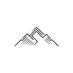 Minimalist Mountain Range Logo, Black Outline, Vector Design